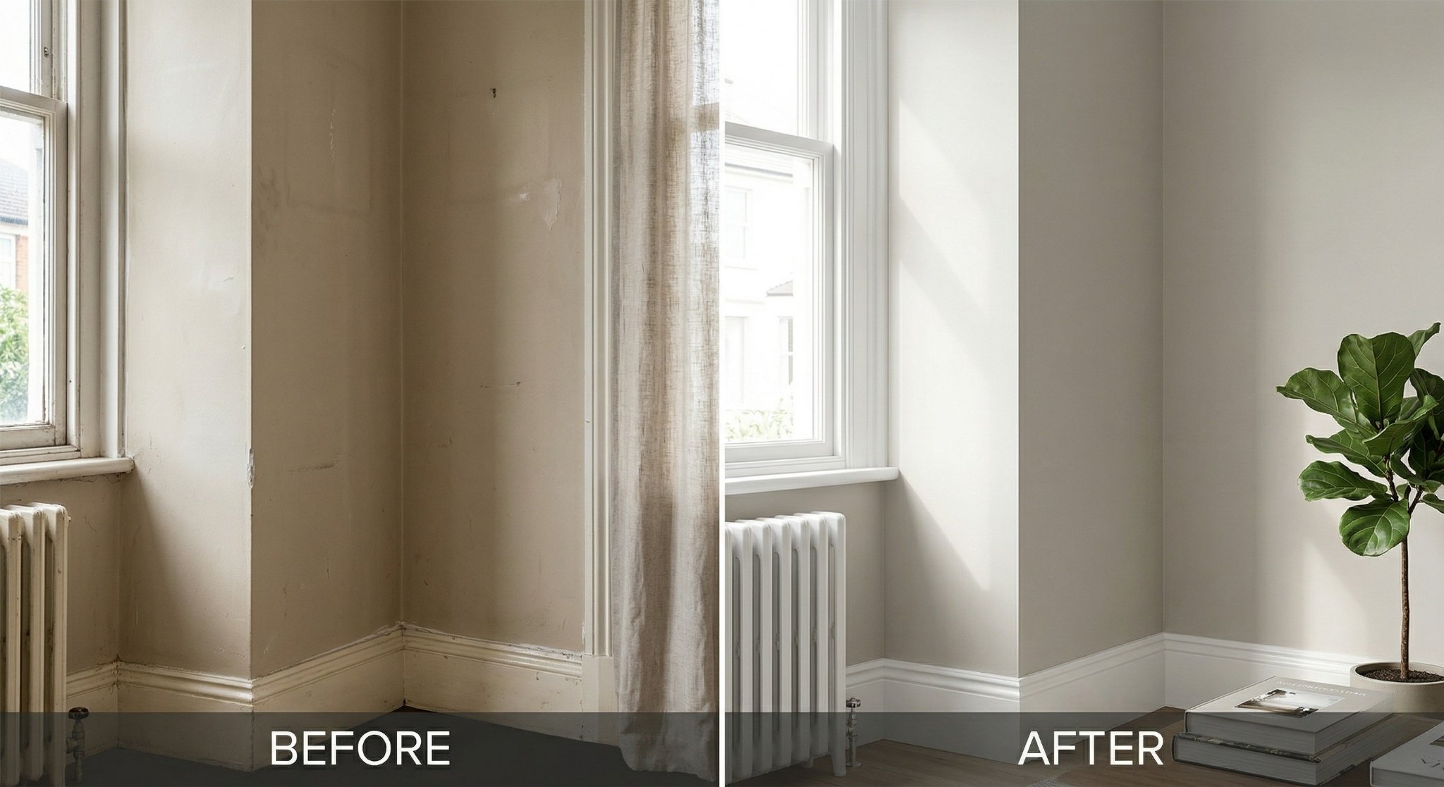 Smooth freshly painted interior living room walls and trim completed by Caleb's Creations in Newmarket Ontario