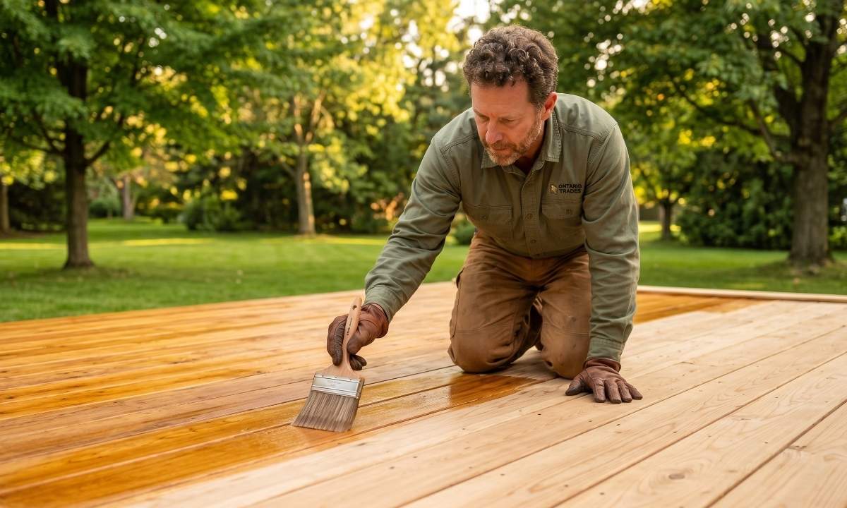 Professional deck staining service in Ontario adding curb appeal and home value