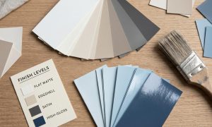 Paint finish swatches from matte to gloss for interior painting selection in Keswick ON homes