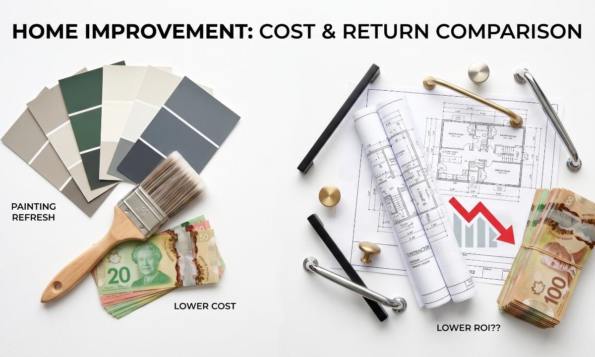 Visual cost comparison of home painting vs. renovation ROI for Ontario homeowners