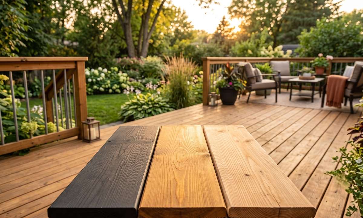 Comparison of solid stain, semi-transparent stain, and clear sealer finishes on deck boards
