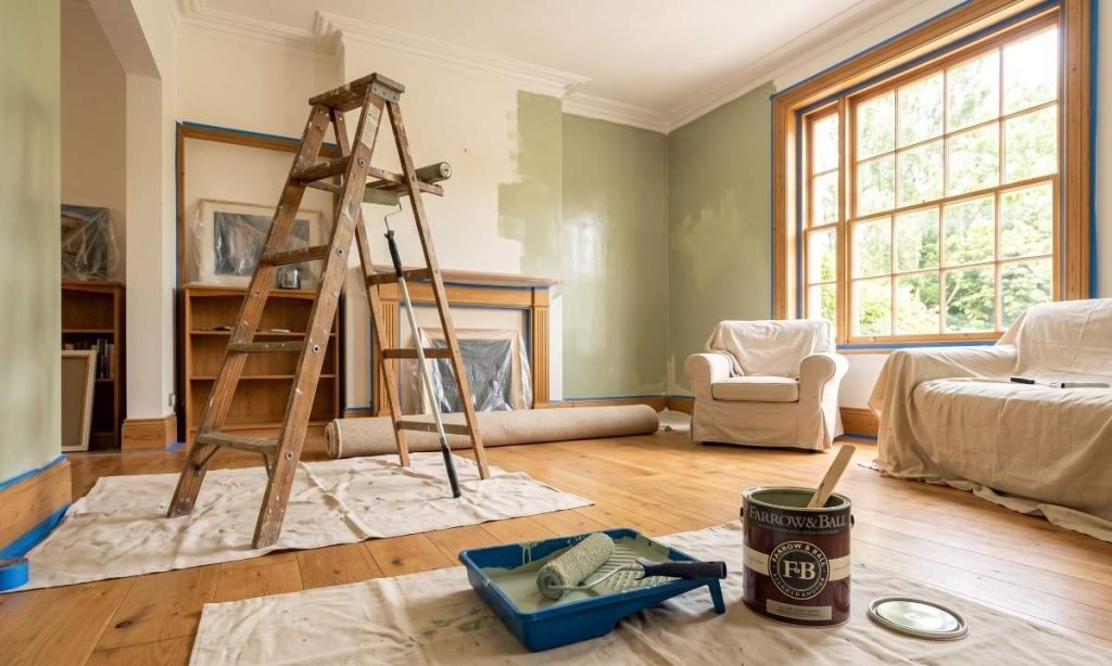 Living room being painted with the right paint finish for every room