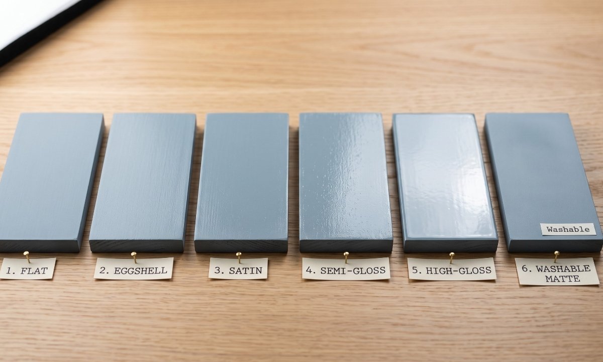 Six paint sheen levels compared for choosing paint finish for every room